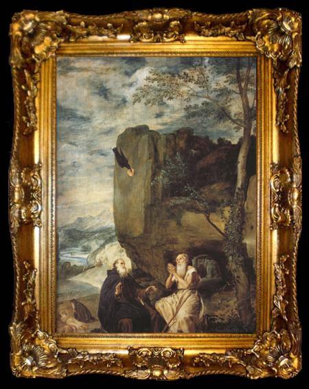 framed  Diego Velazquez St Anthony Abbot and St.paul the Hermit (df01), ta009-2